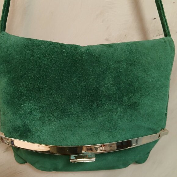 Vintage Emerald Green Suede Shoulder - Picture 10 of 13